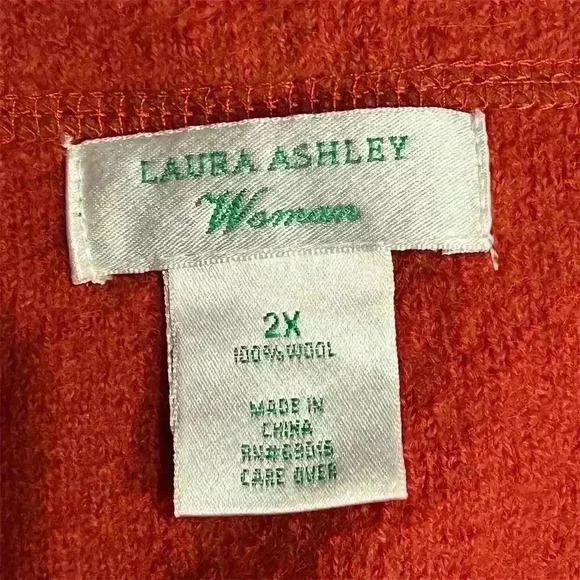 Laura Ashley Women's 2XL Orange Wool Cardigan Jacket Long Sleeve - Picture 5 of 9